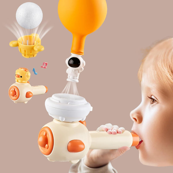 Breathing Exerciser for Kids, Sensory Toys with Whistle, Floating Blow Pipe Balls,