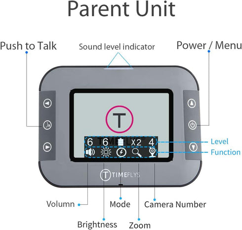TimeFlys C240v 2.4" Warning,1000 Video Baby Monitor with Camera and Audio Screen, Auto Night Vision,Two Way Talk