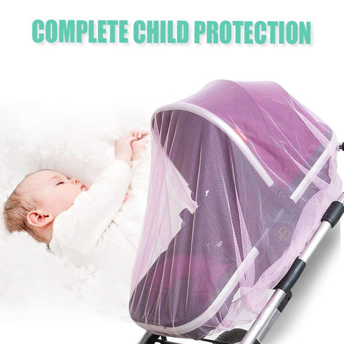 Durable Baby Stroller Mosquito Net (2 Pack) - Universal Elastic Edge Mesh Cover for Newborn Protection (Pink)