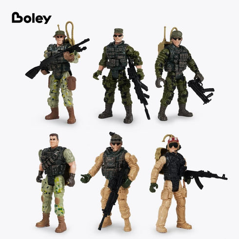 Boley 6-Pack Elite Force Army Men Toy Set - Figurines and Accessories for Kids Ages 3 and Up!