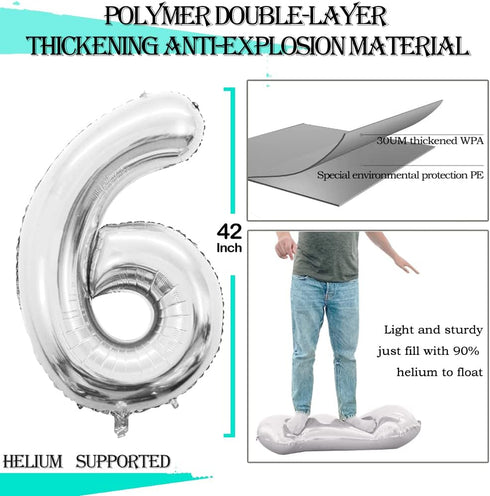 GOER 42 Inch Number 16 Balloons for Sweet 16 Birthday Party Decorations, Jumbo Foil Helium 61 Balloons (Sage Green)