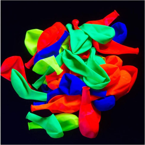 Glow King Black Light Reactive Neon Balloons, Glow In The Dark Latex, 50 Pack for Birthday Decoration