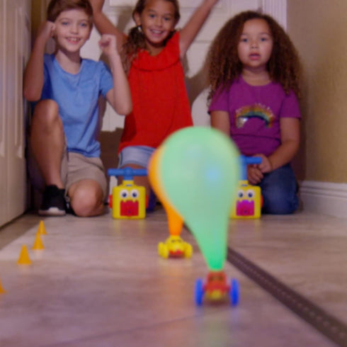 Set, 3+, Ontel Balloon Zoom - Balloon-Powered Race Car and Rocket Launcher Toy Ages Red Racer Car with Astronaut Flyer