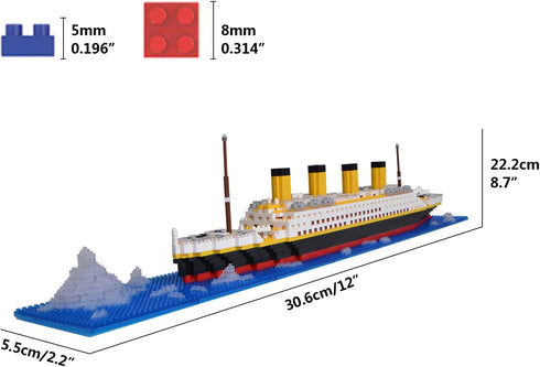 Titanic Model Micro Building Blocks Set, 1860 PCS Mini Building Blocks, Gifts for Adults