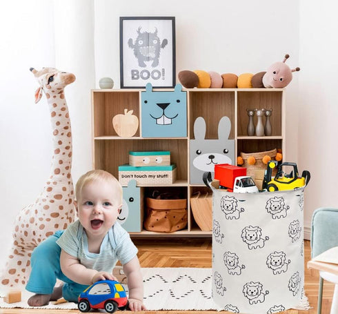 ESSME Baby Hamper, Nursery Laundry Basket, Lion Storage Basket, Toy Bin for Boys, Gift Baskets & Room Decor (Lions)