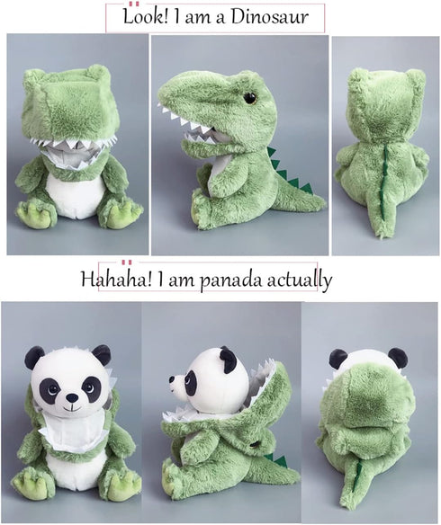 Panada Stuffed Animals Disguise as Crocodilian, Adorable Plushies Panda Cosplay as Dinosaur, Great Gift for Birthday