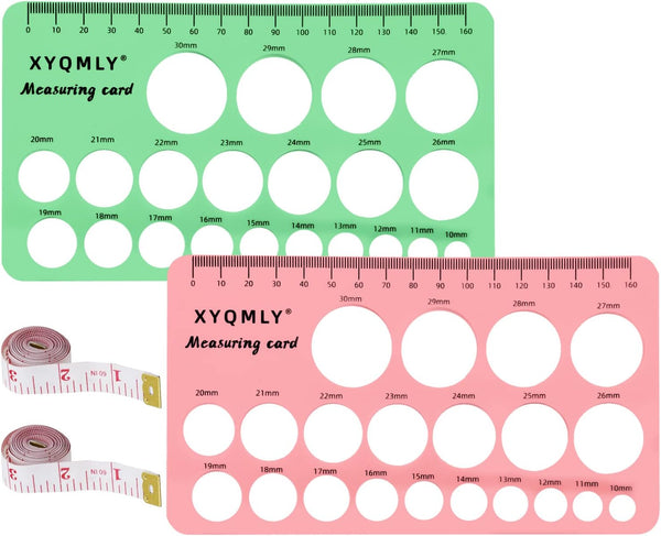 Nipple Ruler, 4 Pcs Nipple Rulers Set for Flange Sizing Measurement Tool, Pink/Green