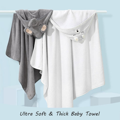2 Pack Hooded Baby Towels - Premium Ultra Soft Organic Baby Bath Towel Absorbent and Hypoallergenic Towels for Baby Boy