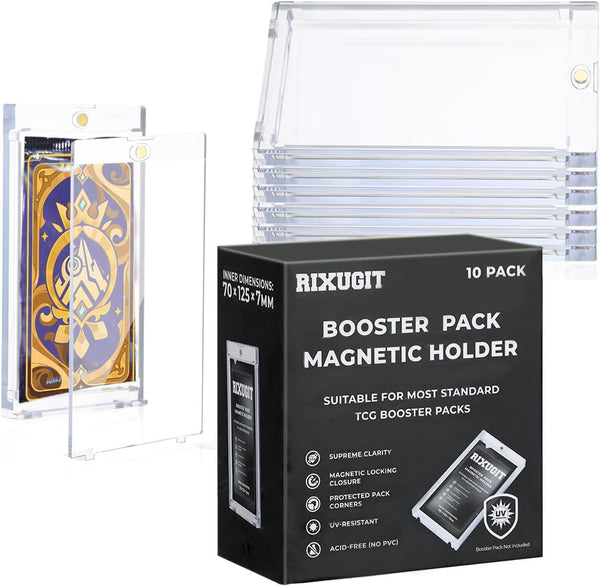 10-Pack One Touch Booster-Pack Magnetic Holders - UV Protection Clear Cases for Standard Cards Storage & Display