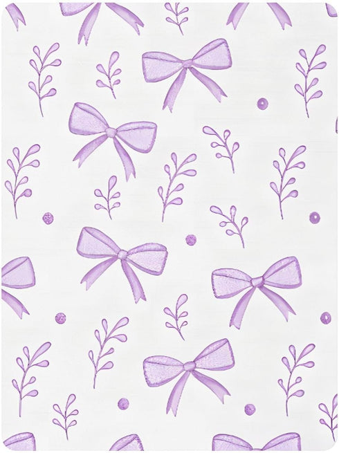 CZXW 52" 28" Purple Bows Crib Sheets Fitted x Natural Cotton Soft & Breathable for Baby Crib Mattress