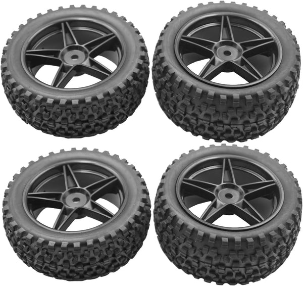 4Pack ShareGoo 12mm Hex Wheel 5 Spoke Rims with High Grip Rubber Tires for 1/10 RC Off-Road Buggy