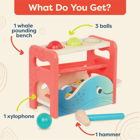 B. toys- Xylo-Pound Whale, Musical Instrument with Hammer & Balls for Developmental Play for Toddlers 1 Year+