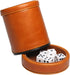 Leatherette Dice Cup with Lid, includes 6 Dices, Velvet Interior for Liars Dice Farkle Yahtzee Games, Brown