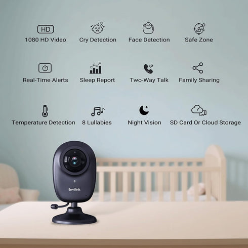 Envilink 1080P 2-Way 8 Upgrade Smart WiFi Baby Camera with APP, Video Baby Monitor with Camera and Audio, Cry