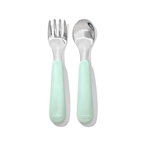 OXO Tot On-The-Go Fork and Spoon Set, Opal Color
