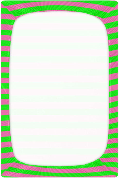 Pigsaly 27x39 Inch Crib Sheets Hot Pink Green Stripe Baby Sheet for Standard Crib Mattress Boys Girls Toddler Bed