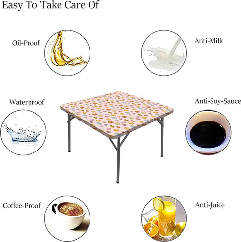 JUNTAIY 44x44 inch Baby Elastic Edged Tablecloth, Infant Toys Teddy Bears Rubber Ducks Pacifiers with Home Decorative