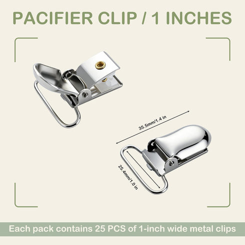 25 1" PCS Suspender Clips Metal Pacifier Clip Holder for Pacifiers DIY Baby Girl Toy Bibs Garter Making Supplies