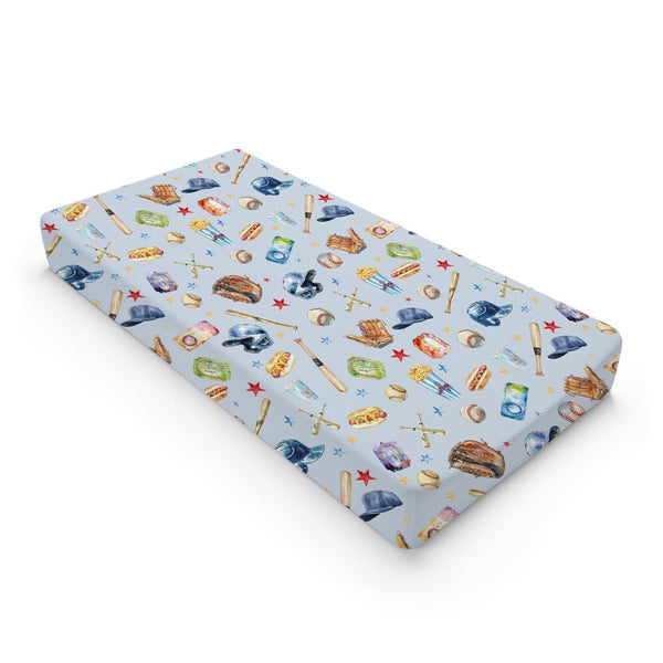 Watercolor Baseball Changing Pad Covers, Soft Stretch Fitted Diaper Change Table Mats for Boy Girl, 32" x 16"
