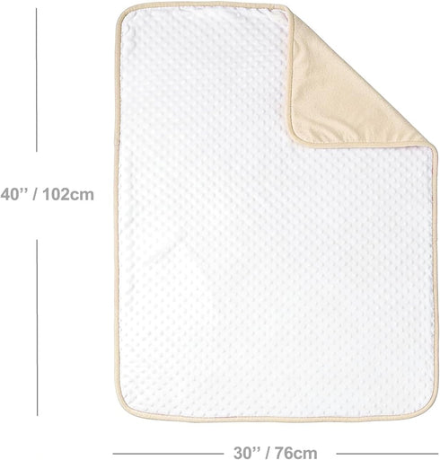 30x40 Inches CREVENT Minky Baby Blanket for Girls Boys, Soft Plush Receiving Blanket for Newborns - (Beige + White)