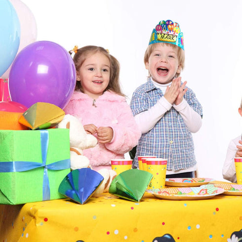 Fancy Land Birthday Crowns for Kids, Family Birthday Party Supplies, Pack of 30