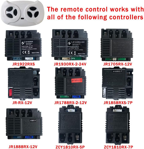 JR1602FCC 2.4G Bluetooth Remote Control for Power Wheels - White Remote Transmitter for Electric Car Toys