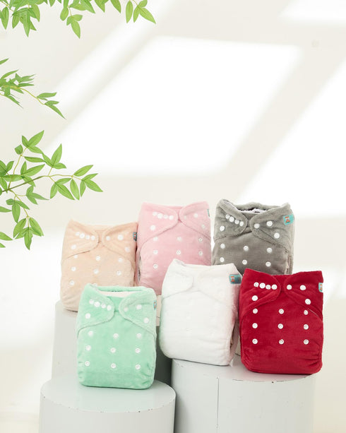 6 Pack 6pcs 4-Layers 6BMR02 ALVABABY Baby Cloth Diapers Warm for Autumn and Winter with Rayon from Bamboo Inserts,Cloth