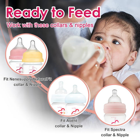S1 S2 6 4.7oz 140ml Nenesupply Storage Bottles Collection for Spectra Motif Luna Breast Pumps pc with Collar