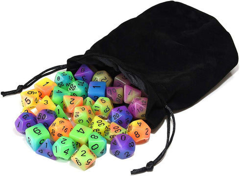 Double Color Glow in The Dark Dice Set, 35 Pieces Polyhedral Dice for RPG DND MTG Games with Black Velvet Pouch