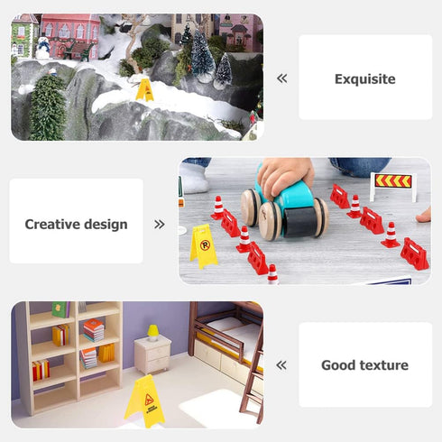 TOYANDONA 31Pcs Road Signs for Kids - Miniature Plastic Traffic Cones and Roadblocks Educational Playset