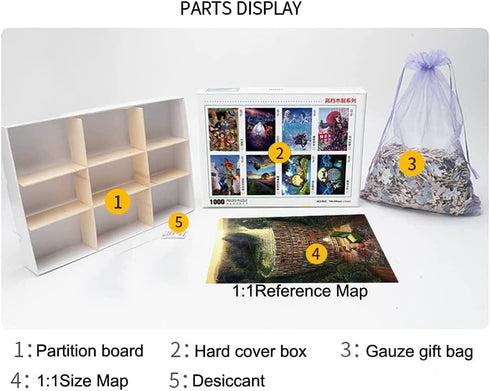 1000 Pieces Wooden Puzzle for Adults, Bookshelf Canal, 29.5 x 19.7 in
