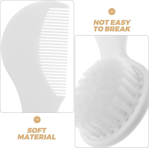 Set Hair Brush and Comb for Newborns, Soft Bristles Cradle Cap Brush with Gentle Scalp Massage, Grooming Kit for Care