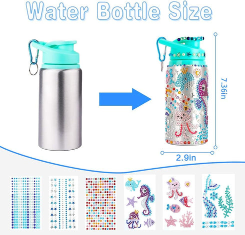 Decorate Your Own Water Bottle Kits for Girls Age 4-12, Mermaid Gem Diamond Painting Crafts, DIY Arts and Crafts Gifts