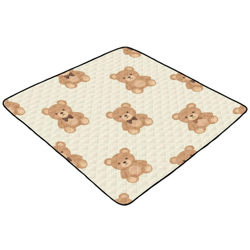 GOODOLD 50x50 Inch Cute Teddy Bear Baby Play Mat One-Piece Soft Crawling Mat Waterproof Playmat with Non-Slip Bottom