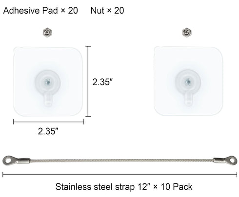 10 Pack, 12 inches Furniture Anchors Kit for Baby Proofing, Adhesive TV Safety Straps Use to Prevent Falling and Anti