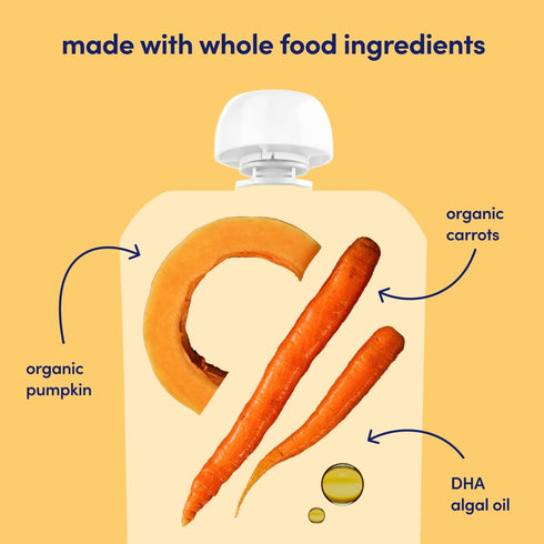 Cerebelly Baby Food Pouches – Organic Carrot Pumpkin (4 oz, Pack of 6) - Healthy Toddler Snacks