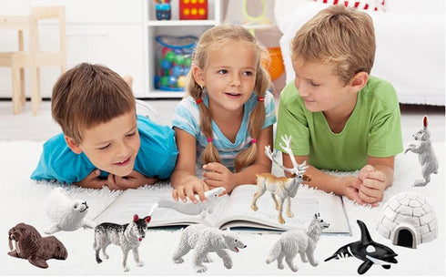 10pcs Arctic Animals Figurines - Mini Arctic Animal Toy Set for Kids, Educational Playset and Cake Toppers