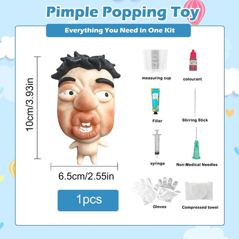 Set, Pimple Popper Toy Ultra Soft Cute Face Pimple Popping Fidget Toy, Refillable Pimple Toy with Sensory Cream