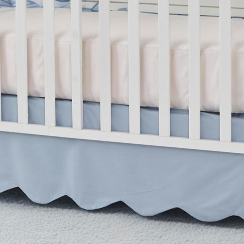 Brandream Scallop Edge Cotton Crib Skirt, Baby Boy Girl Gender Neutral Crib Skirt Toddler Bedskirt Farmhouse Chic