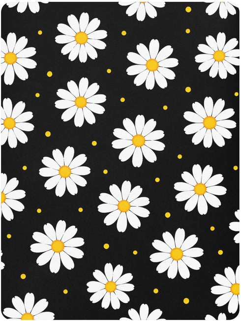 CZXW 52" 28" Black White Daisy Crib Sheets Fitted x Natural Cotton Soft & Breathable for Baby Crib Mattress