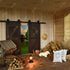 1/12 iLAND Scale Accessories of Dollhouse Door Miniature Wooden Barn Doors w/Sliding Rods for Dollhouse Dcor Doll House