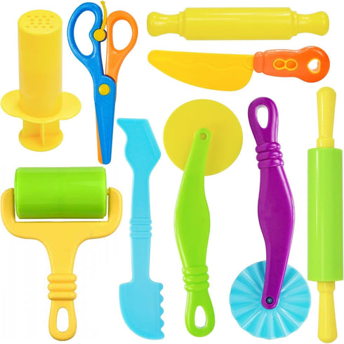 Jaeespon Dough Tool Set for Kid, 9 Pcs Dough Tools Accessories for Kids