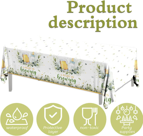 Gupesxu Decorations-3pcs Baby Brewing Shower A Baby is Brewing Tablecloth, Beer Feeding Bottle Baby Shower Table Covers