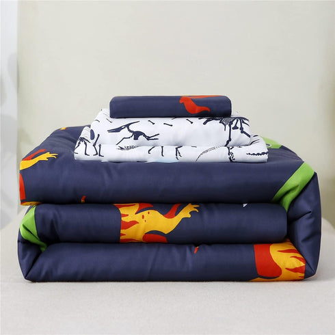4-Piece Set Set URBONUR Toddler Bedding - Ultra Soft Cartoon Jurassic Dinosaur Print Boys Toddler Comforter - Include