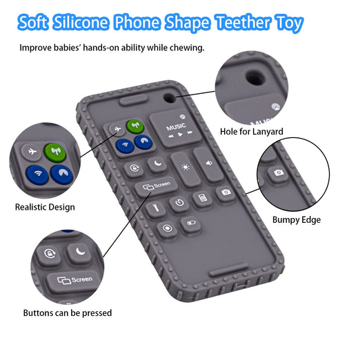 Baby Phone Teething Toys for 0-12 Months, Soft Silicone Cell Phone Teethers for Boys & Girls