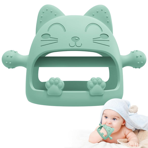 Baby Teething Toys for 0-6 Months, Silicone Teether Chew Mitt for Teething Relief, Perfect Baby Shower Gifts (Cartoon