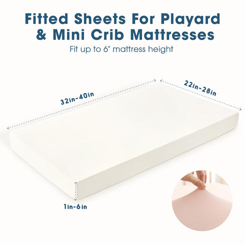 Pack 2 Pack, Pack GRSSDER Mini Crib Sheets Fitted, and Play Sheets Ultra Soft Stretchy N Play Sheets, Universal Fit