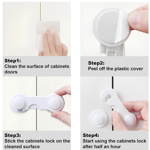 8 Pack Cabinet Door Locks for Baby Proofing, Child Safety Locks with Adhesive for Kitchen, Drawer, Cupboards