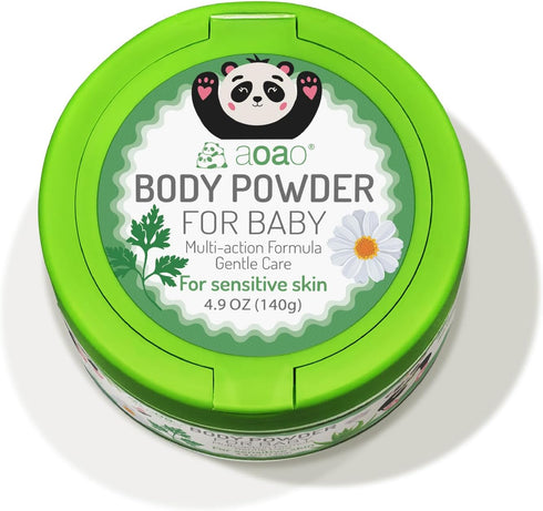 140g/4.9oz (1Pack) Baby Body Powder with Puff, Natural Cornstarch + Zinc Oxide Skin-Protecting Formula, Talc-Free