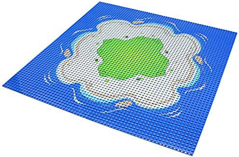 Feleph 4 Pieces Classic Blue Baseplate for City Road, Beach, Ocean Island, 10 x 10 Inches, Compatible with All Major